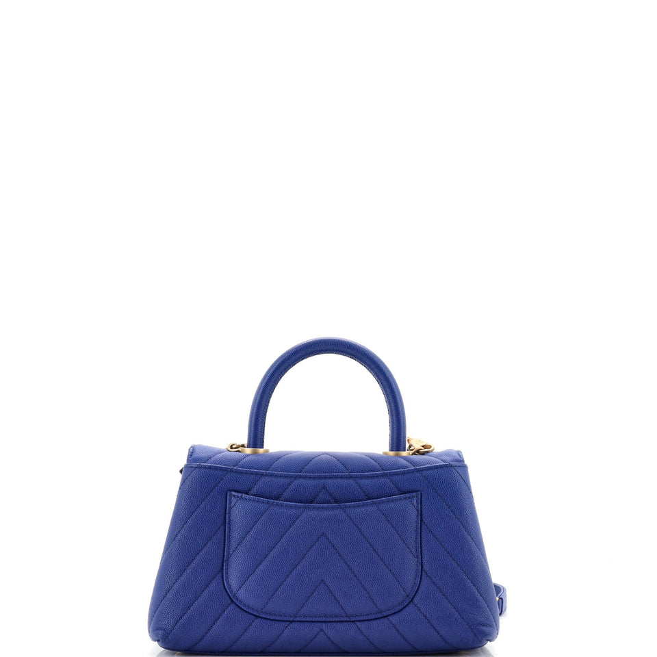 Coco Top Handle Bag Chevron Caviar Mini