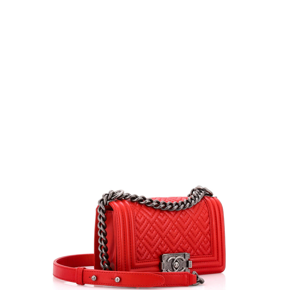 Boy Flap Bag Mixed Quilted Leather Small