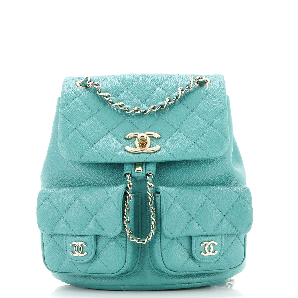 Duma Pockets Drawstring Backpack Quilted Caviar Small