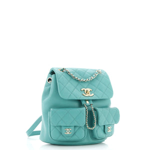 Duma Pockets Drawstring Backpack Quilted Caviar Small
