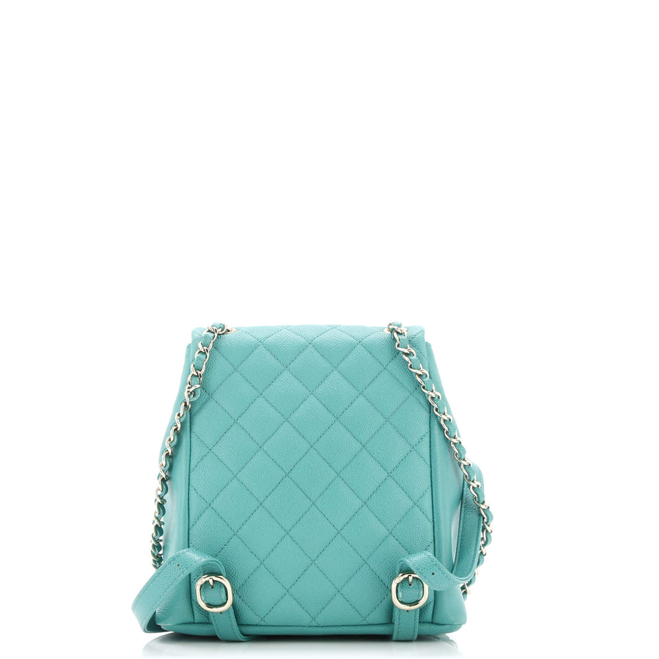 Duma Pockets Drawstring Backpack Quilted Caviar Small