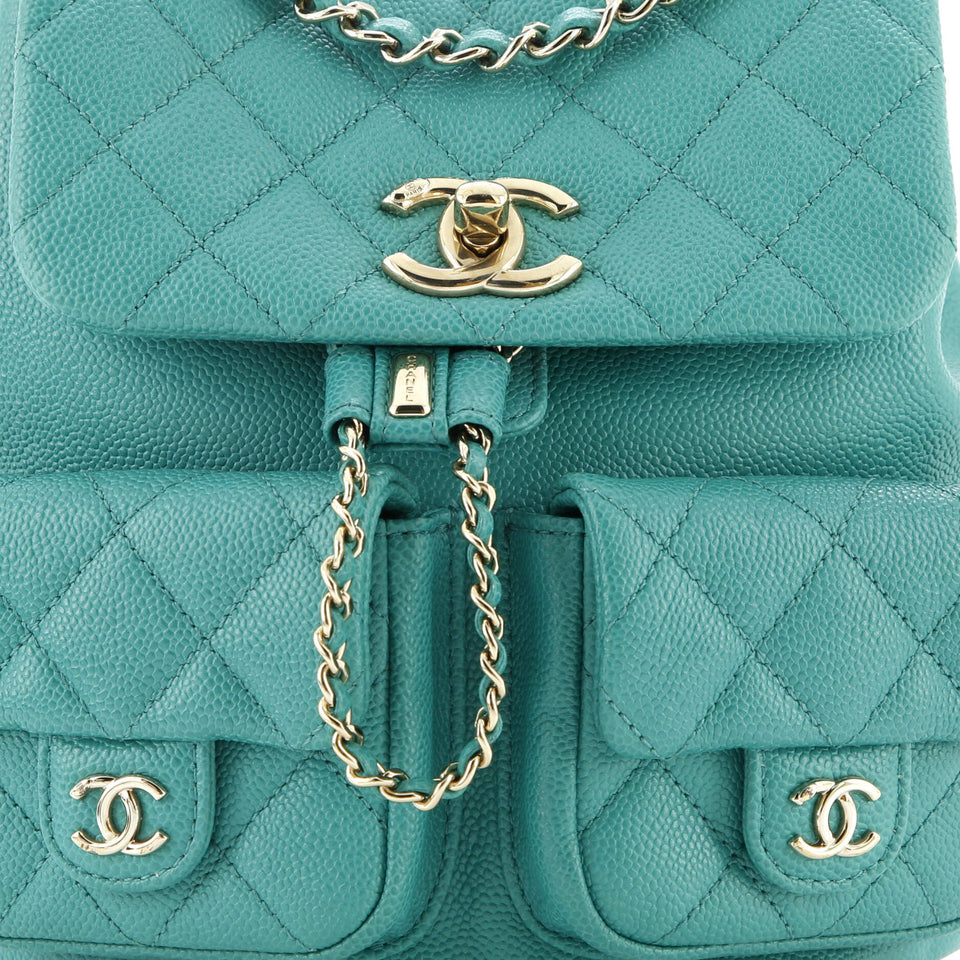 Duma Pockets Drawstring Backpack Quilted Caviar Small