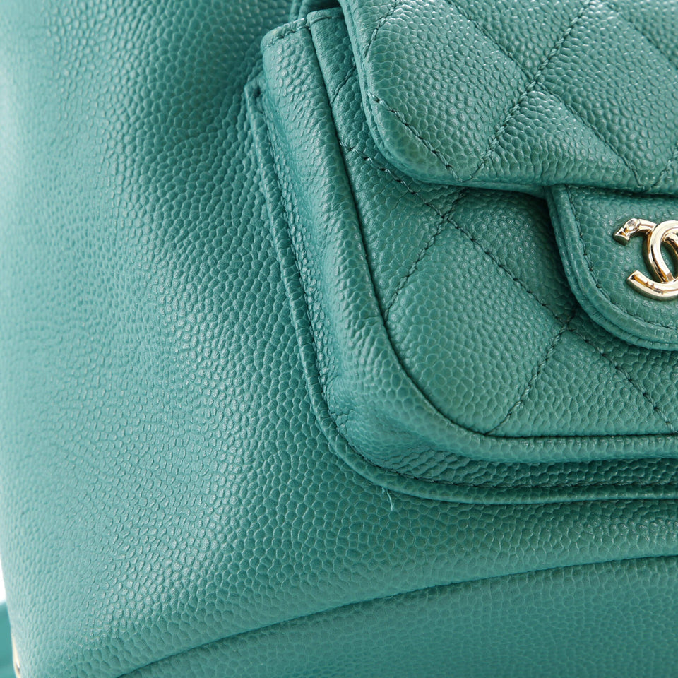 Duma Pockets Drawstring Backpack Quilted Caviar Small