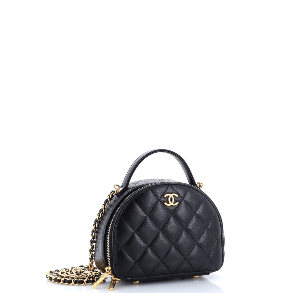 Chic Riviera Vanity Case with Chain Quilted Lambskin Mini