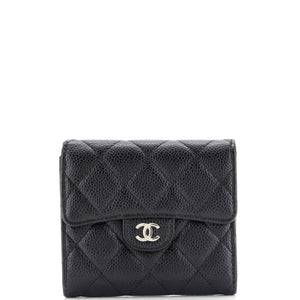 CC Compact Classic Flap Wallet Quilted Caviar