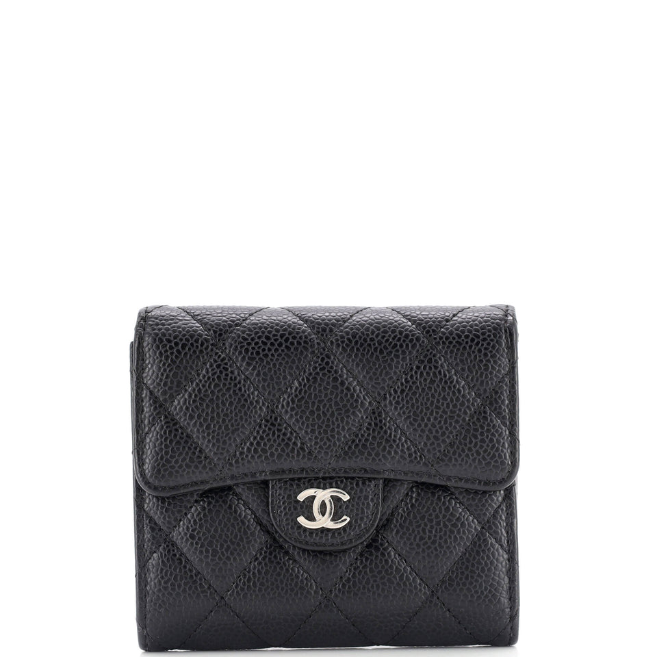 CC Compact Classic Flap Wallet Quilted Caviar