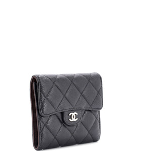 CC Compact Classic Flap Wallet Quilted Caviar