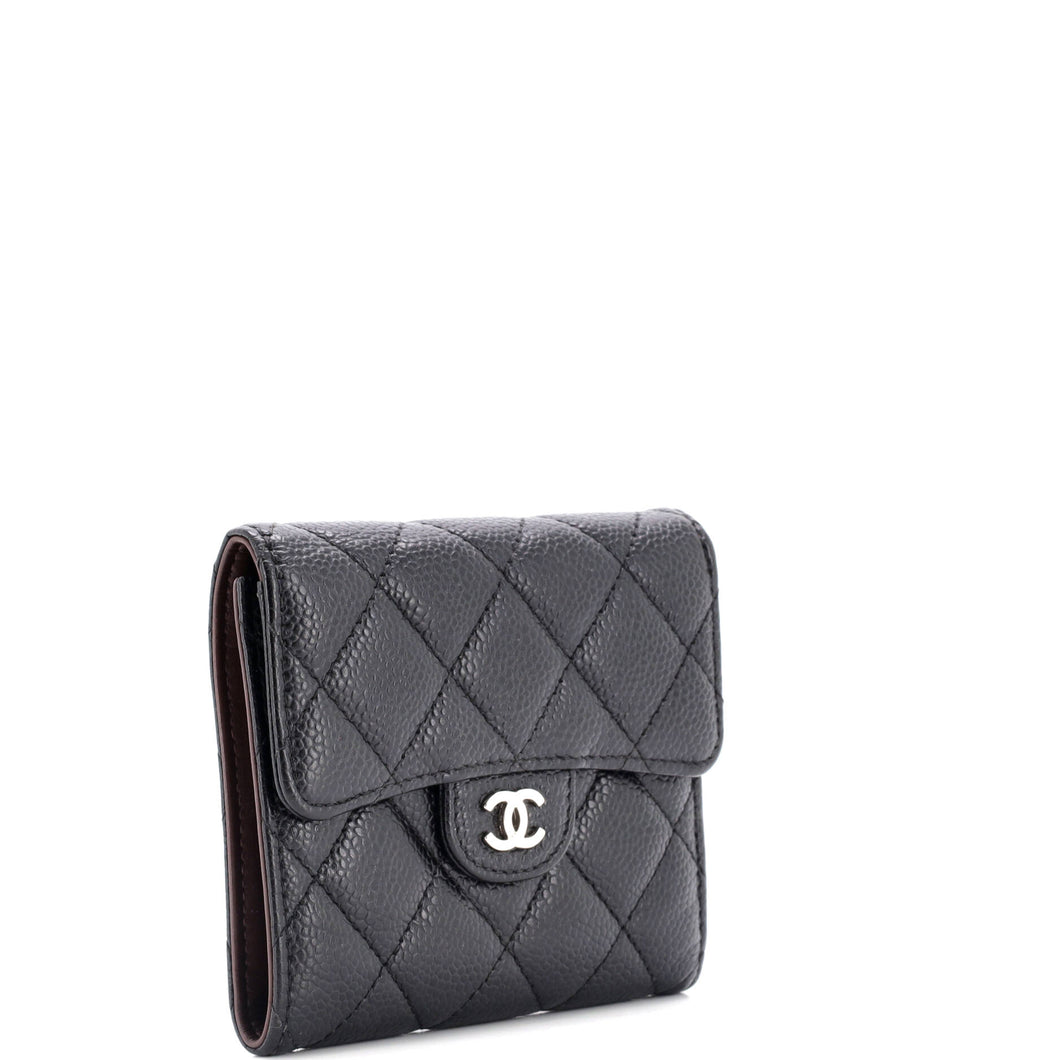 CC Compact Classic Flap Wallet Quilted Caviar