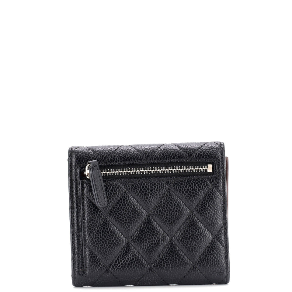 CC Compact Classic Flap Wallet Quilted Caviar