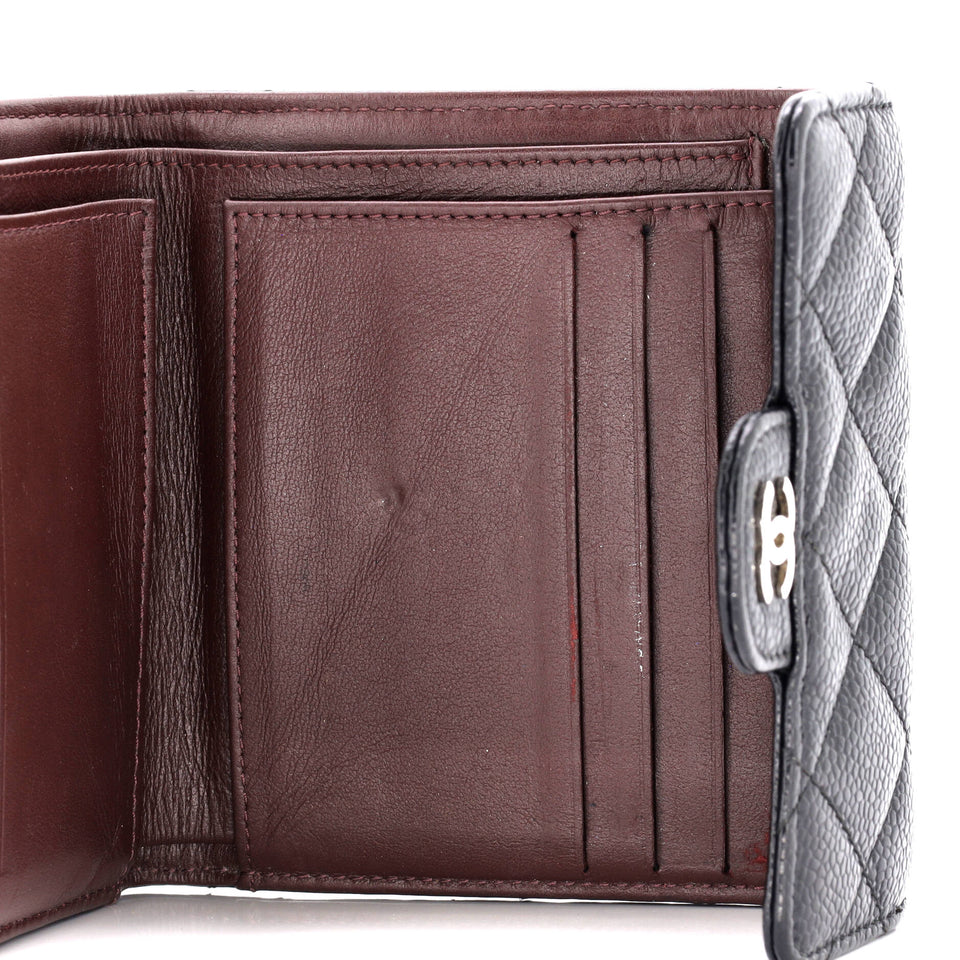 CC Compact Classic Flap Wallet Quilted Caviar