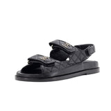 Women's Velcro Dad Sandals Quilted Leather