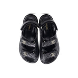 Women's Velcro Dad Sandals Quilted Leather