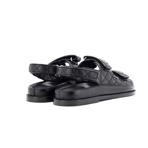 Women's Velcro Dad Sandals Quilted Leather
