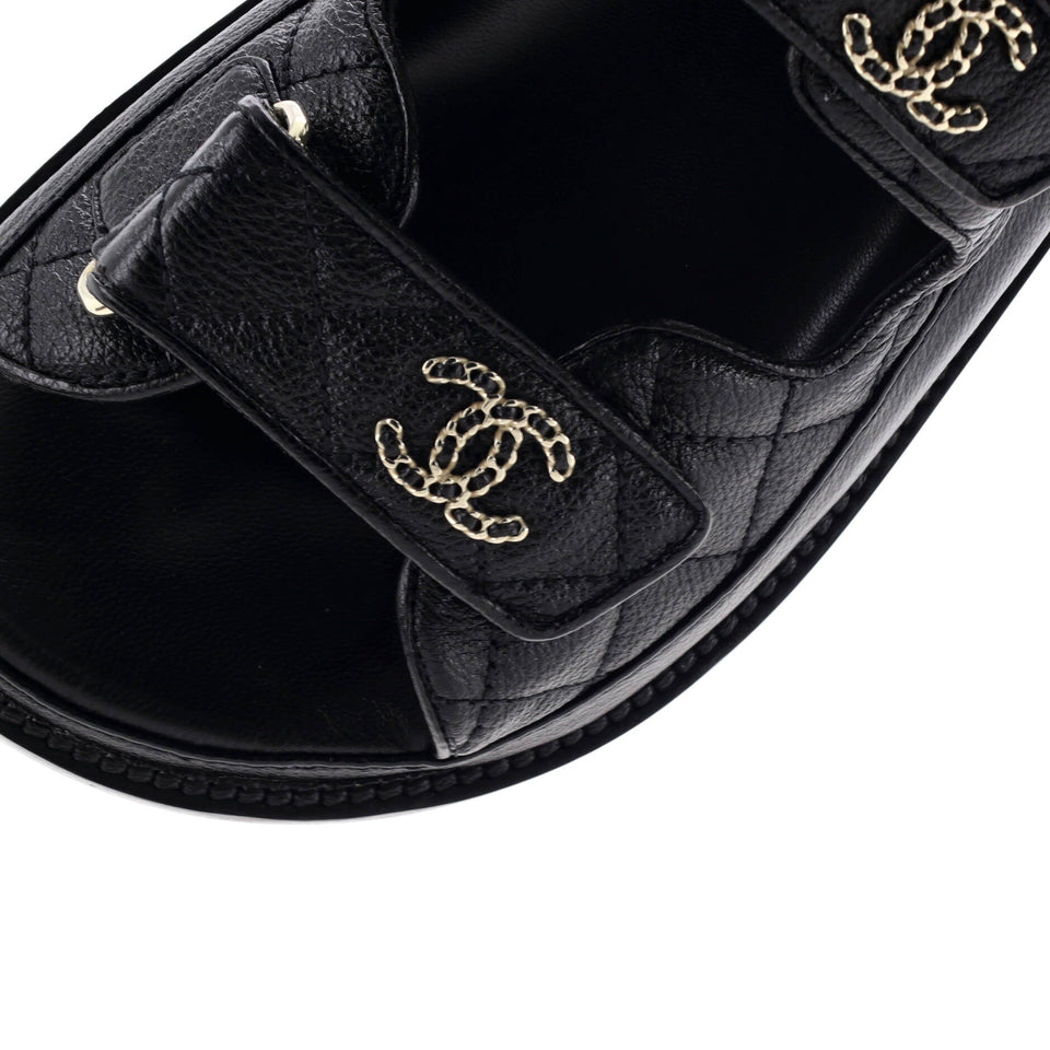 Women's Velcro Dad Sandals Quilted Leather