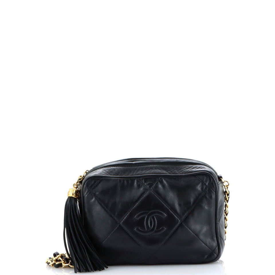 Vintage Diamond CC Camera Bag Quilted Leather Small