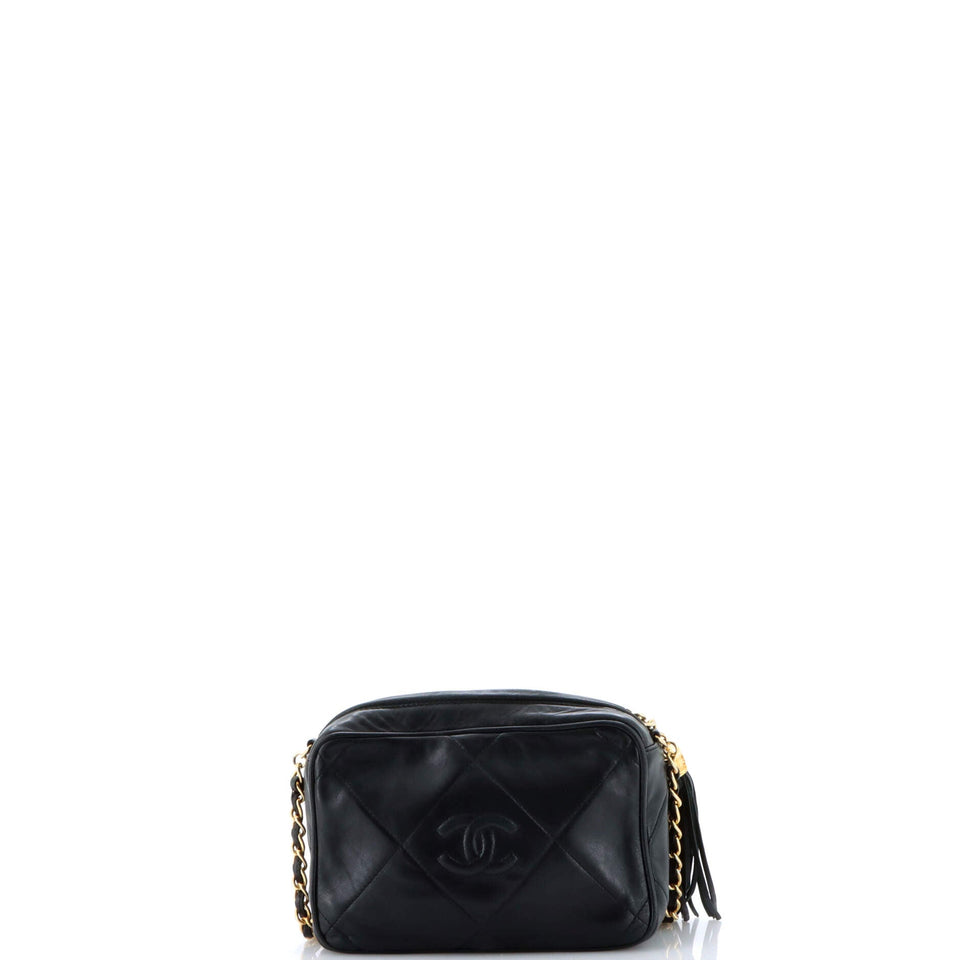 Vintage Diamond CC Camera Bag Quilted Leather Small
