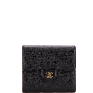 CC Compact Classic Flap Wallet Quilted Caviar