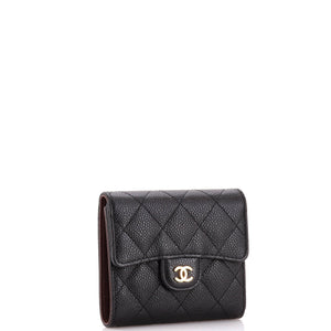 CC Compact Classic Flap Wallet Quilted Caviar