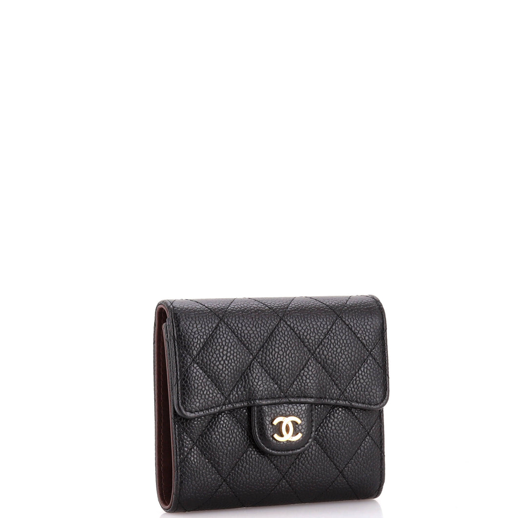 CC Compact Classic Flap Wallet Quilted Caviar