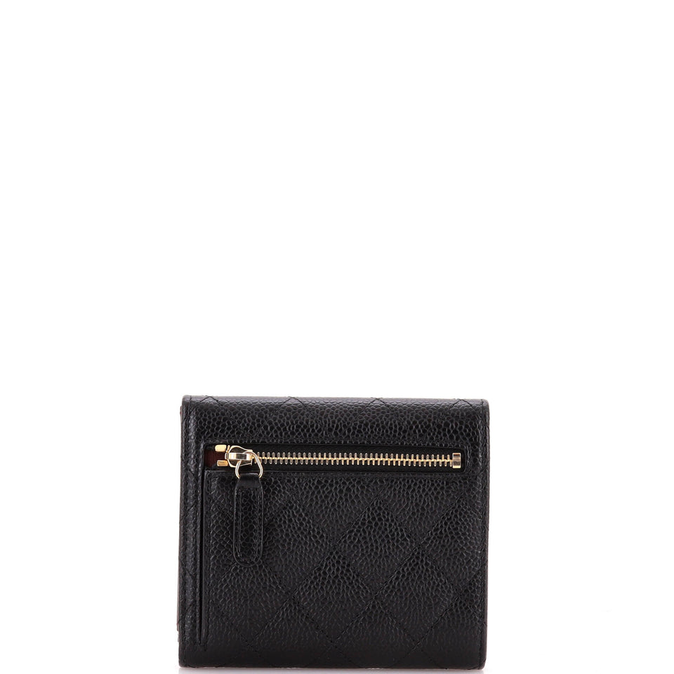 CC Compact Classic Flap Wallet Quilted Caviar