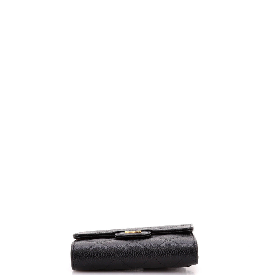 CC Compact Classic Flap Wallet Quilted Caviar