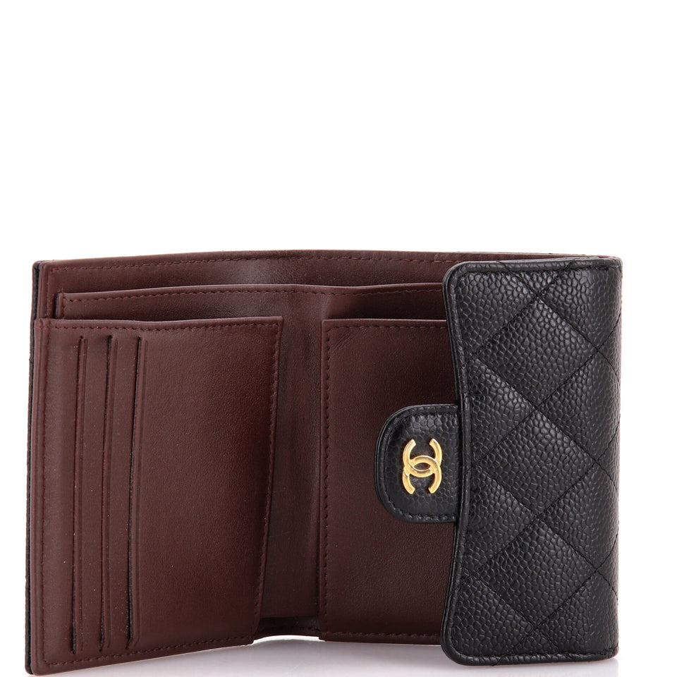 CC Compact Classic Flap Wallet Quilted Caviar