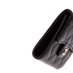 CC Compact Classic Flap Wallet Quilted Caviar