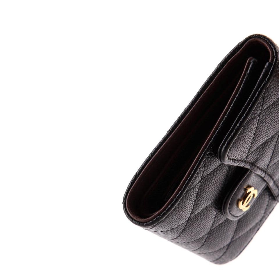 CC Compact Classic Flap Wallet Quilted Caviar
