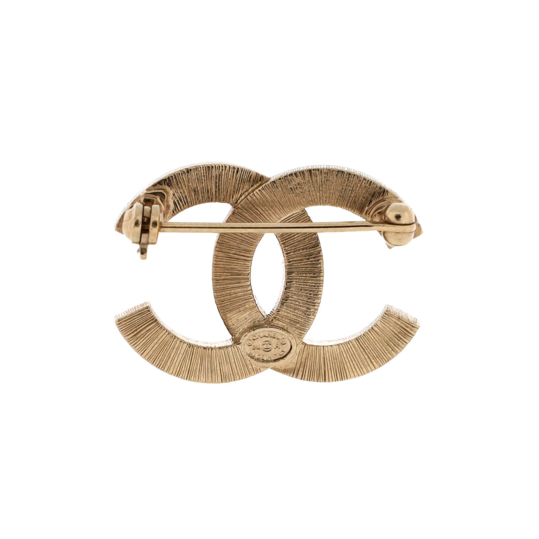 CC Brooch Metal with Faux Pearls