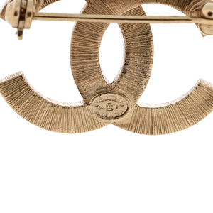CC Brooch Metal with Faux Pearls