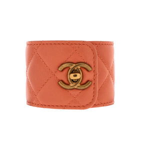 CC Turnlock Cuff Bracelet Quilted Leather with Metal