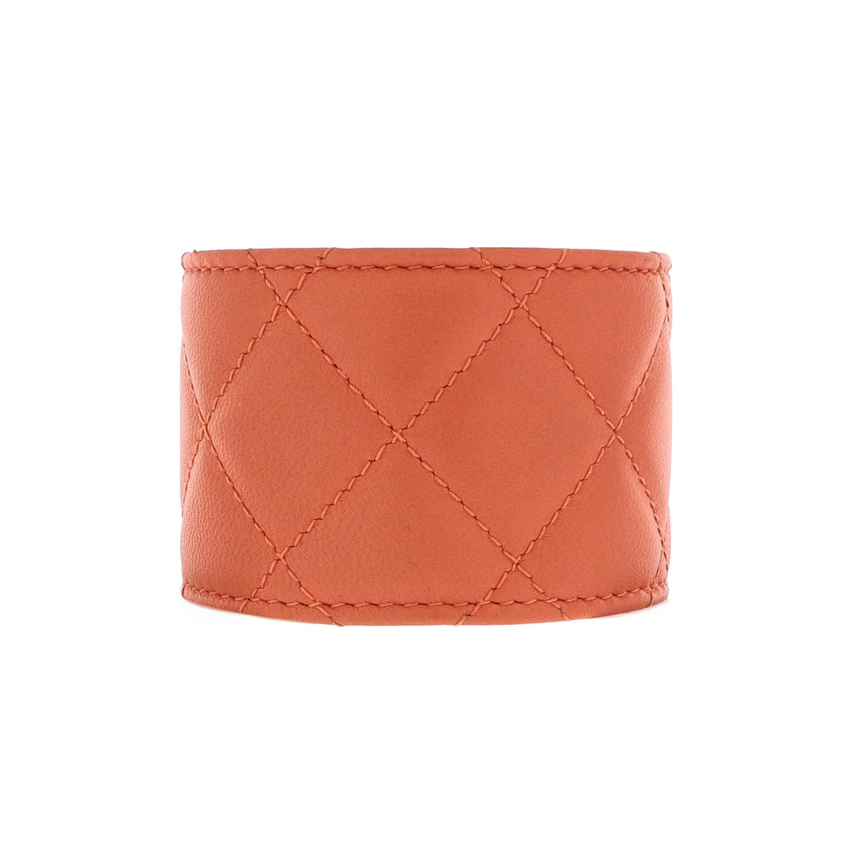 CC Turnlock Cuff Bracelet Quilted Leather with Metal