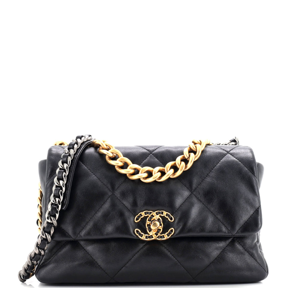 19 Flap Bag Quilted Leather Large
