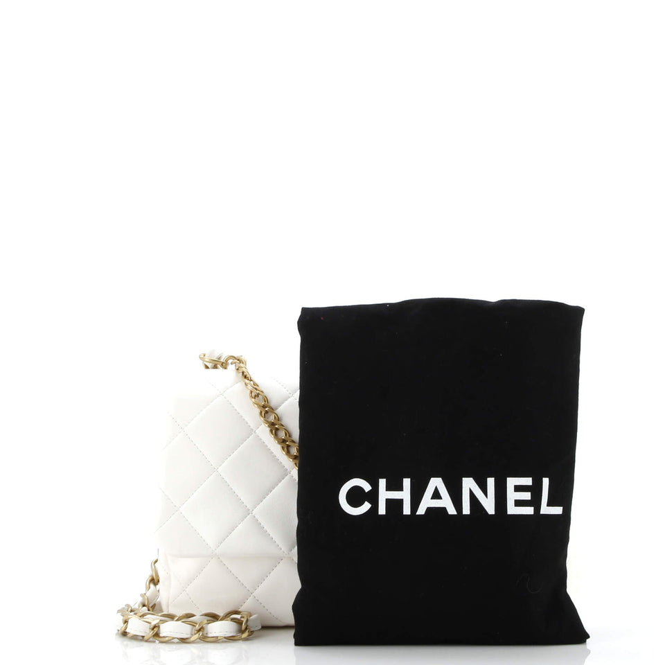 Fancy Jewel Chain Handle Flap Bag Quilted Lambskin Medium