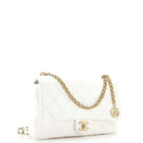 Fancy Jewel Chain Handle Flap Bag Quilted Lambskin Medium