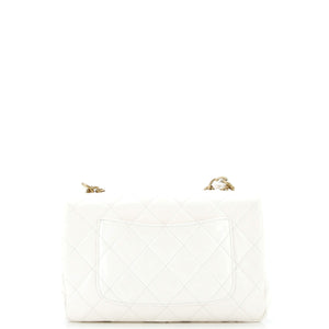 Fancy Jewel Chain Handle Flap Bag Quilted Lambskin Medium