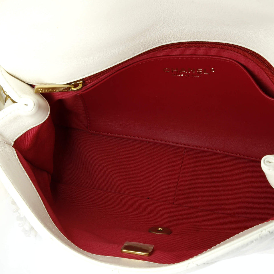 Fancy Jewel Chain Handle Flap Bag Quilted Lambskin Medium