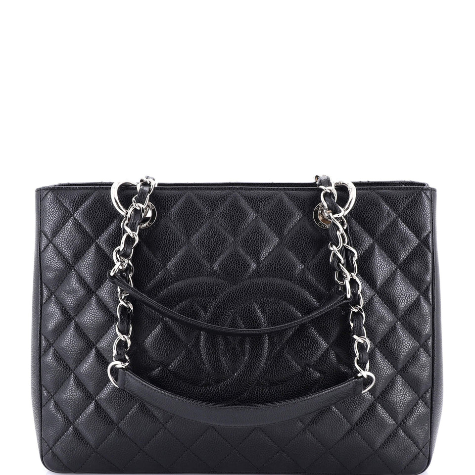 Grand Shopping Tote Quilted Caviar