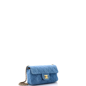 Pearl Crush Flap Bag Quilted Denim Mini