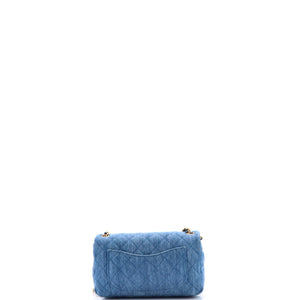 Pearl Crush Flap Bag Quilted Denim Mini