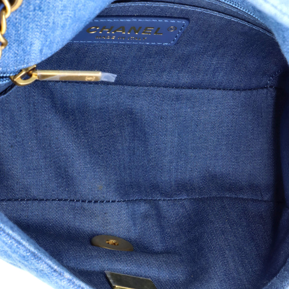 Pearl Crush Flap Bag Quilted Denim Mini