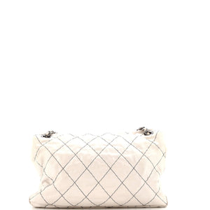 Double Stitch Flap Bag Quilted Glazed Calfskin Large