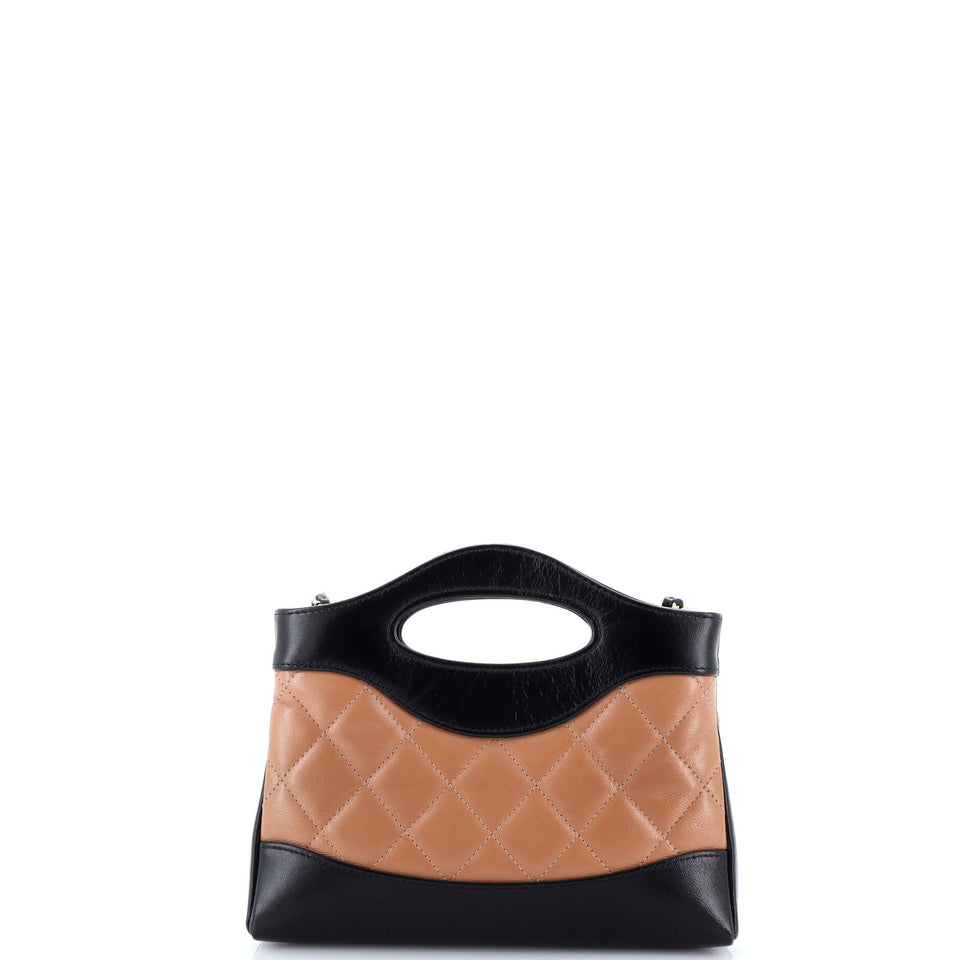 31 Shopping Bag Clutch with Chain Quilted Shiny Crumpled Calfskin Small