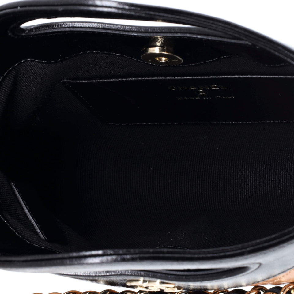 31 Shopping Bag Clutch with Chain Quilted Shiny Crumpled Calfskin Small