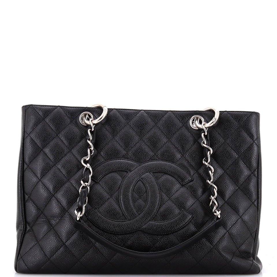 Grand Shopping Tote Quilted Caviar