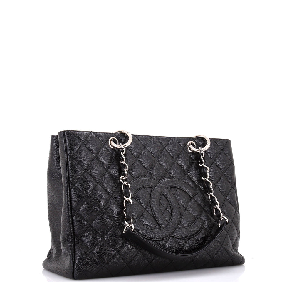 Grand Shopping Tote Quilted Caviar