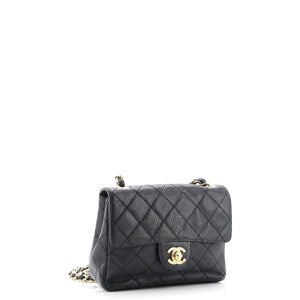 Vintage Square Classic Single Flap Bag Quilted Caviar Mini