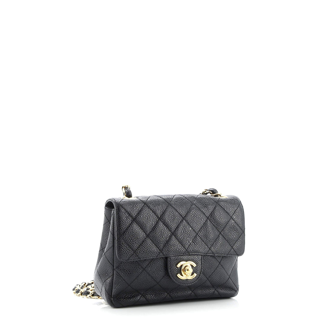 Vintage Square Classic Single Flap Bag Quilted Caviar Mini