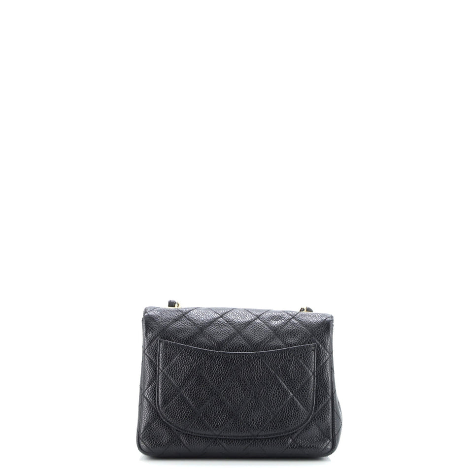 Vintage Square Classic Single Flap Bag Quilted Caviar Mini