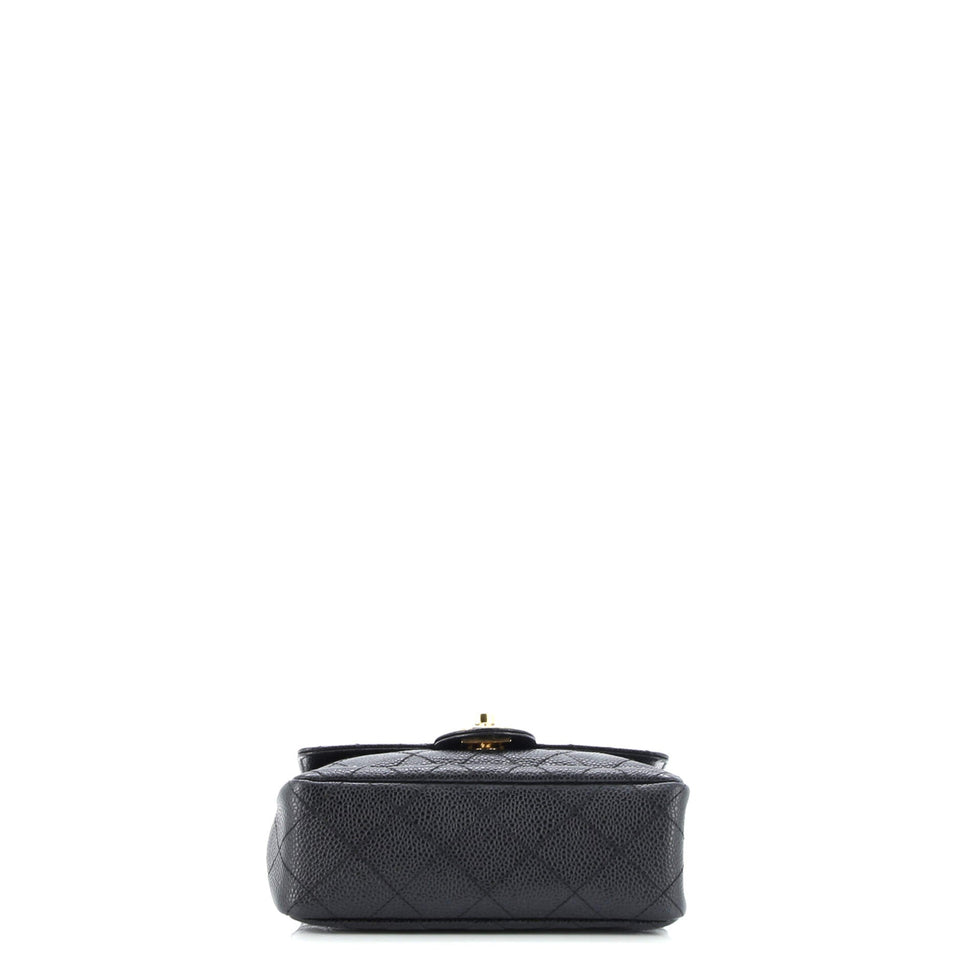 Vintage Square Classic Single Flap Bag Quilted Caviar Mini